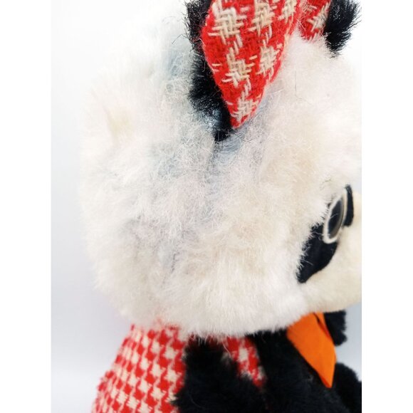 Gund Panda Vintage 1971 Plush Orange Bow Red Houndstooth Accents 13 Inches - Picture 8 of 16